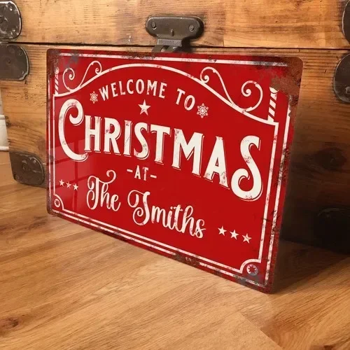 Home Decor Locations - Personalized Christmas Metal Sign Plaque Vintage