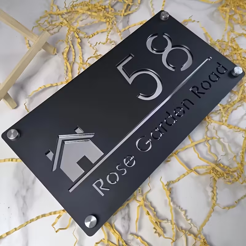 Home Decor Com - 1pc Custom Number&Text Cute House Acrylic