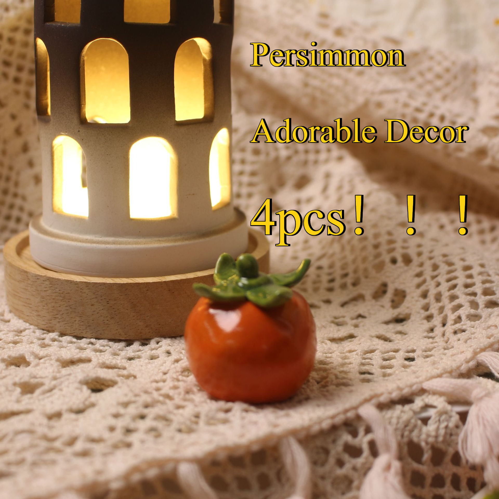 Home Decor Market - Tea Pets Ceramic Persimmon Lifelike Fruit