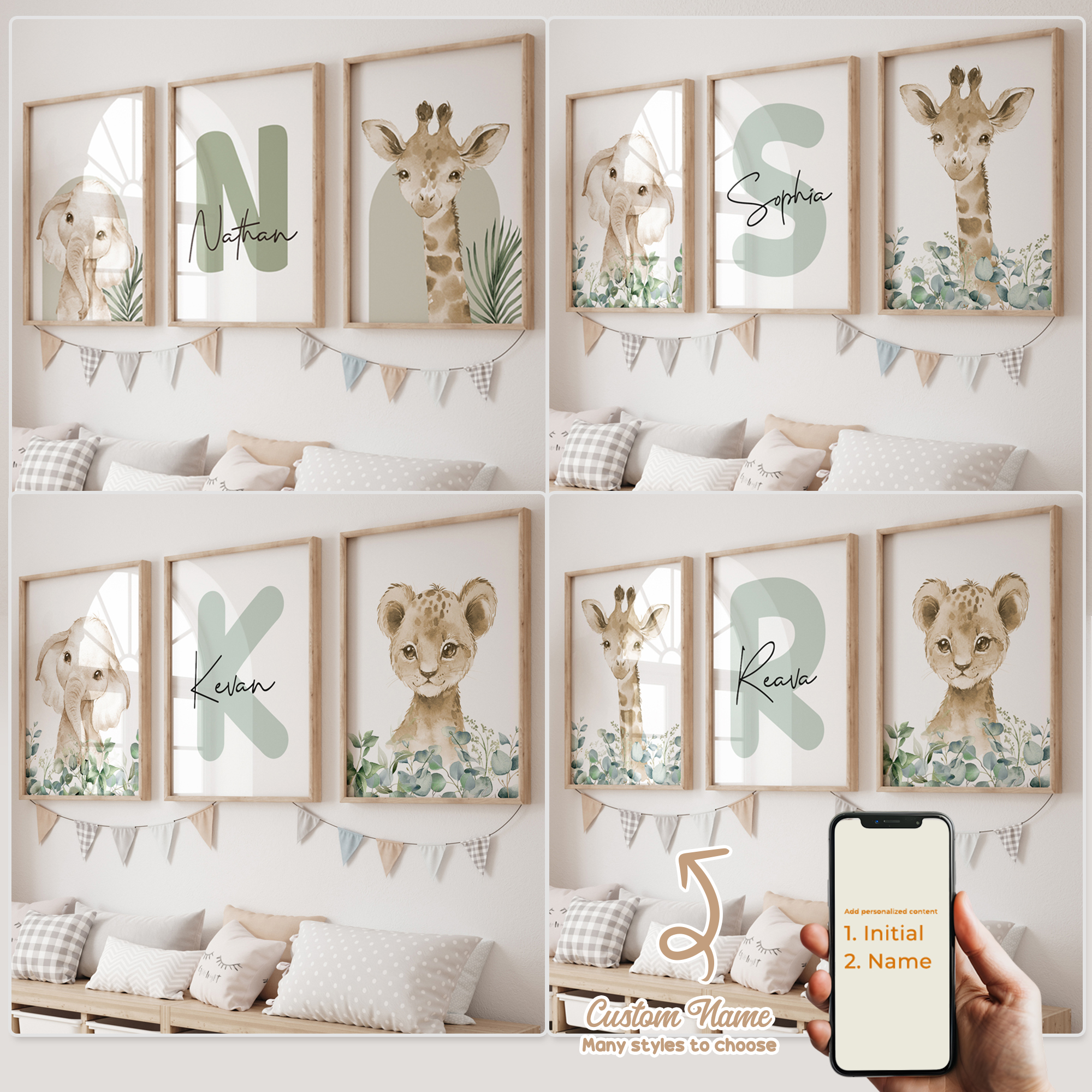 Home Decor Foto - 3pcs Personalized Custom Name Cartoon Forest