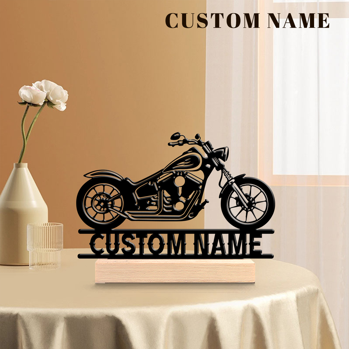 Home Decor Com - 1Pc Csutom Name Road Motorbike Wooden