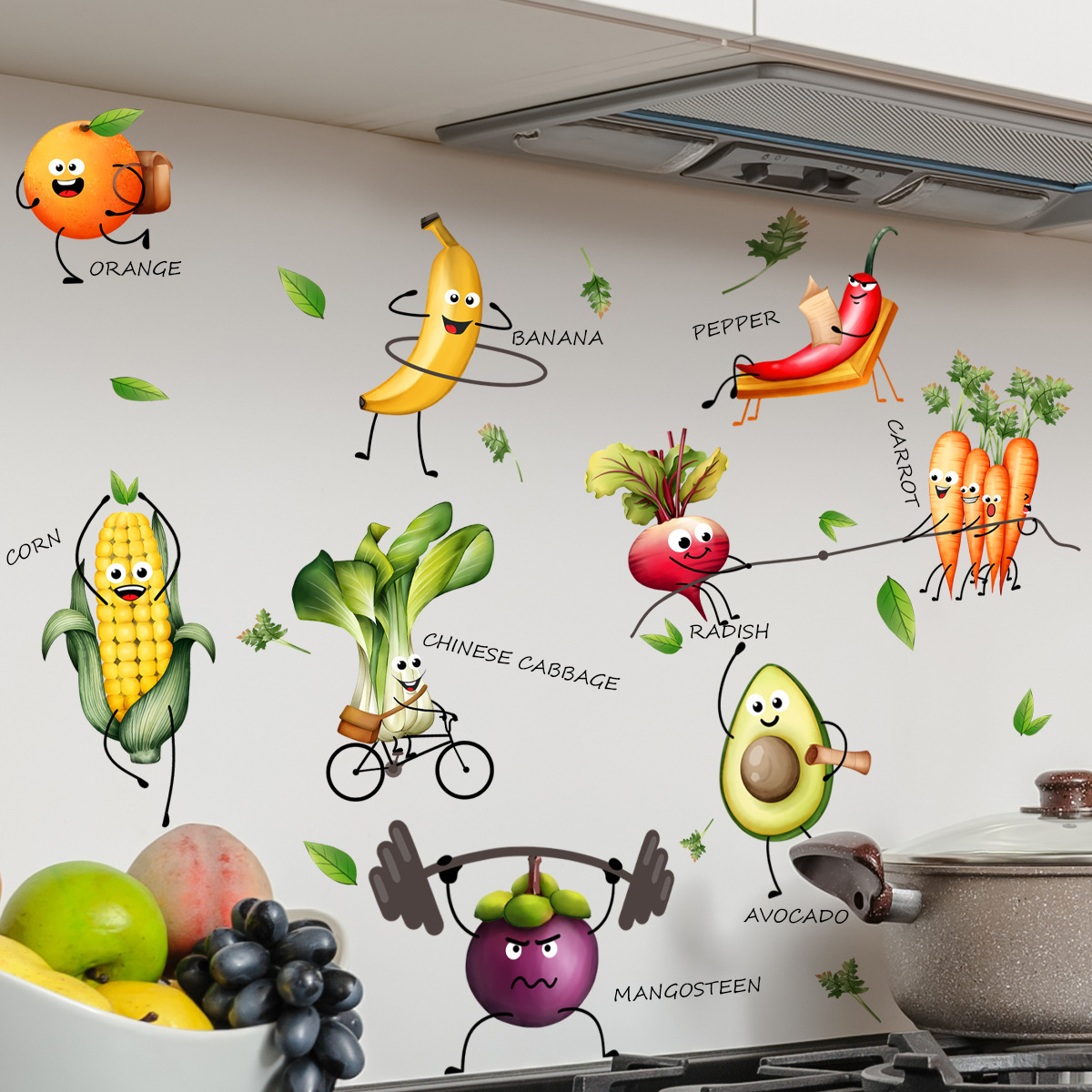 Cartoon Emoji Fruit Wall Stick - مراجعة Home Decor Emoji وسعره