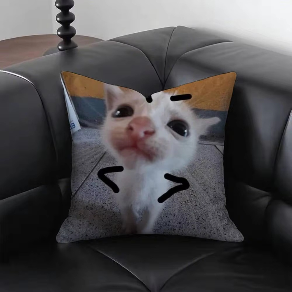 Funny Cat M-Meme Pillow Cover  - مراجعة Home Decor Emoji وسعره