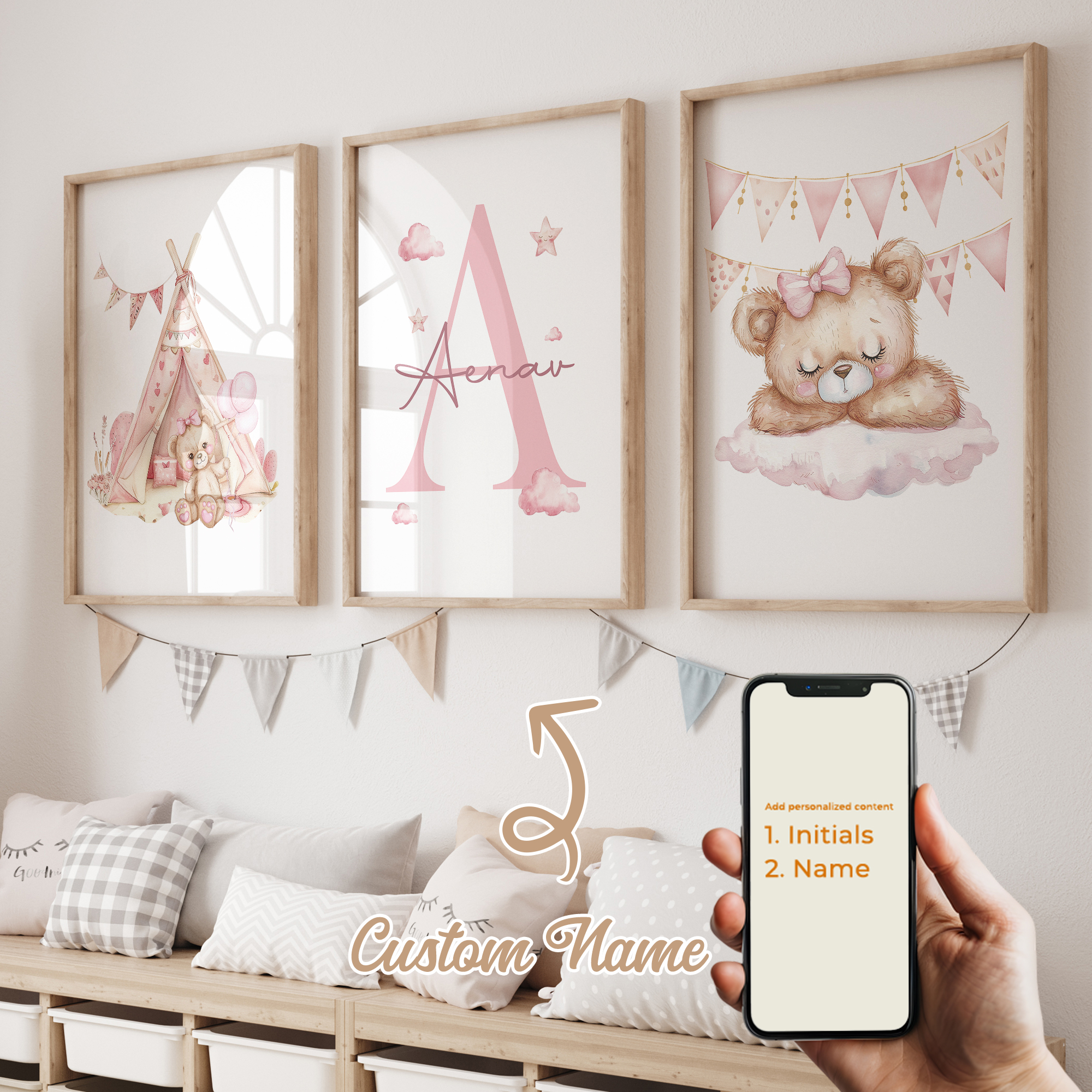 3pcs Personalized Custom Name  - مراجعة Home Decor Foto وسعره