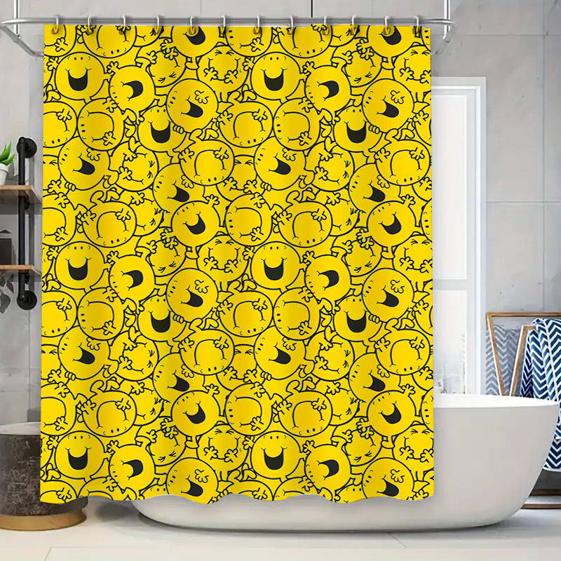 Yellow Shower Curtain with Hap - مراجعة Home Decor Emoji وسعره
