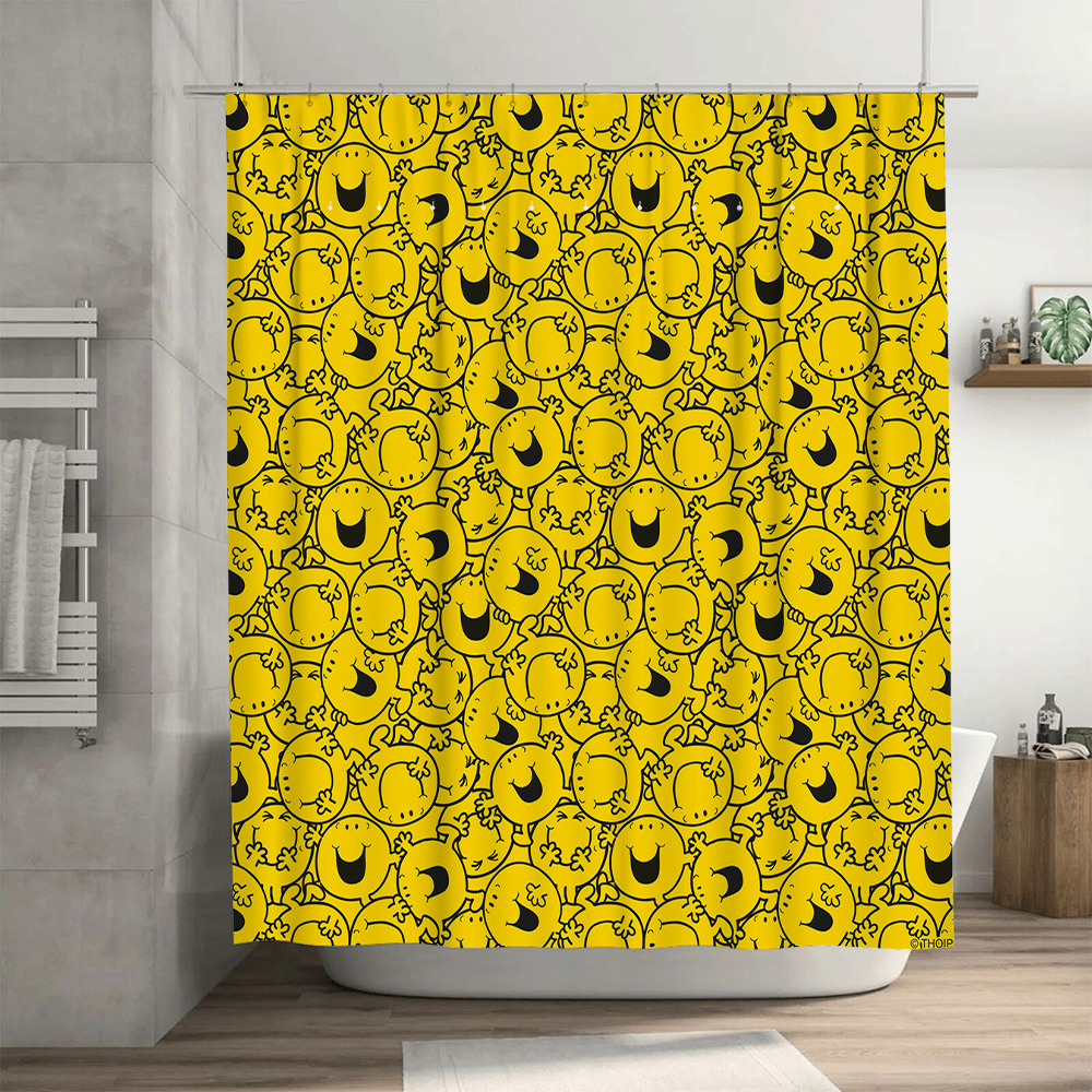 Yellow Shower Curtain with Hap - مراجعة Home Decor Emoji وسعره