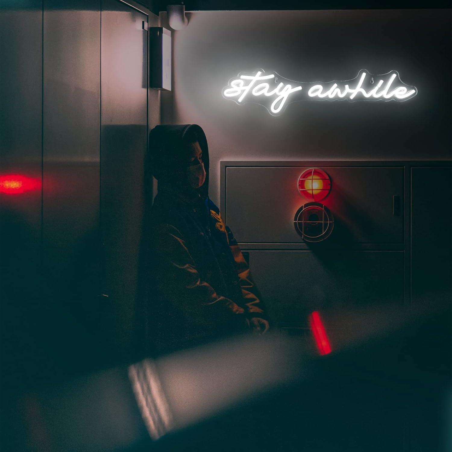 Stay Awhile Neon Signs USB Dim - مراجعة Home Decor Light وسعره