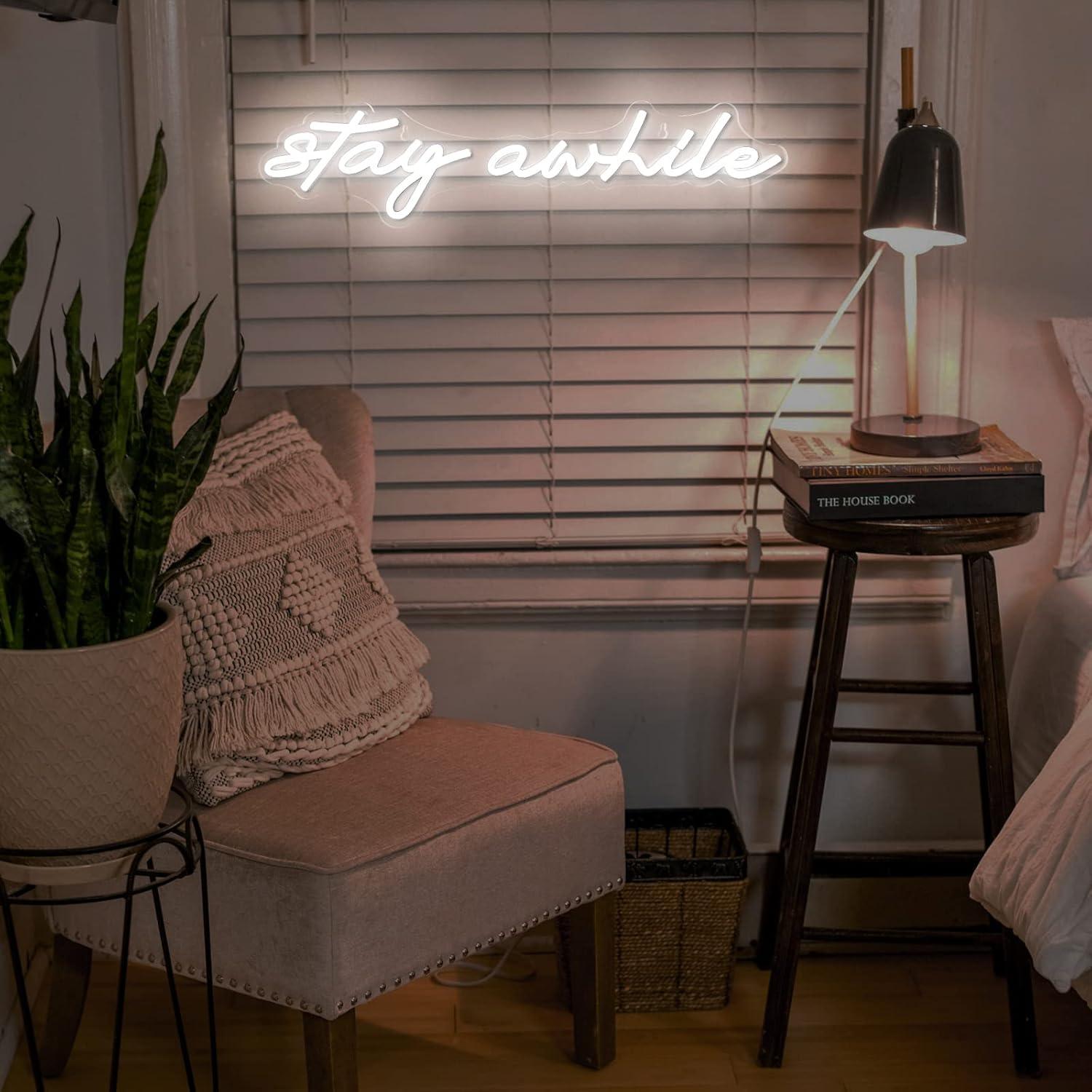 Stay Awhile Neon Signs USB Dim - مراجعة Home Decor Light وسعره