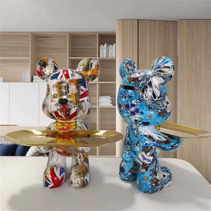 29cm Graffiti Bear Figurine Ho - مراجعة Home Decor Y2K وسعره