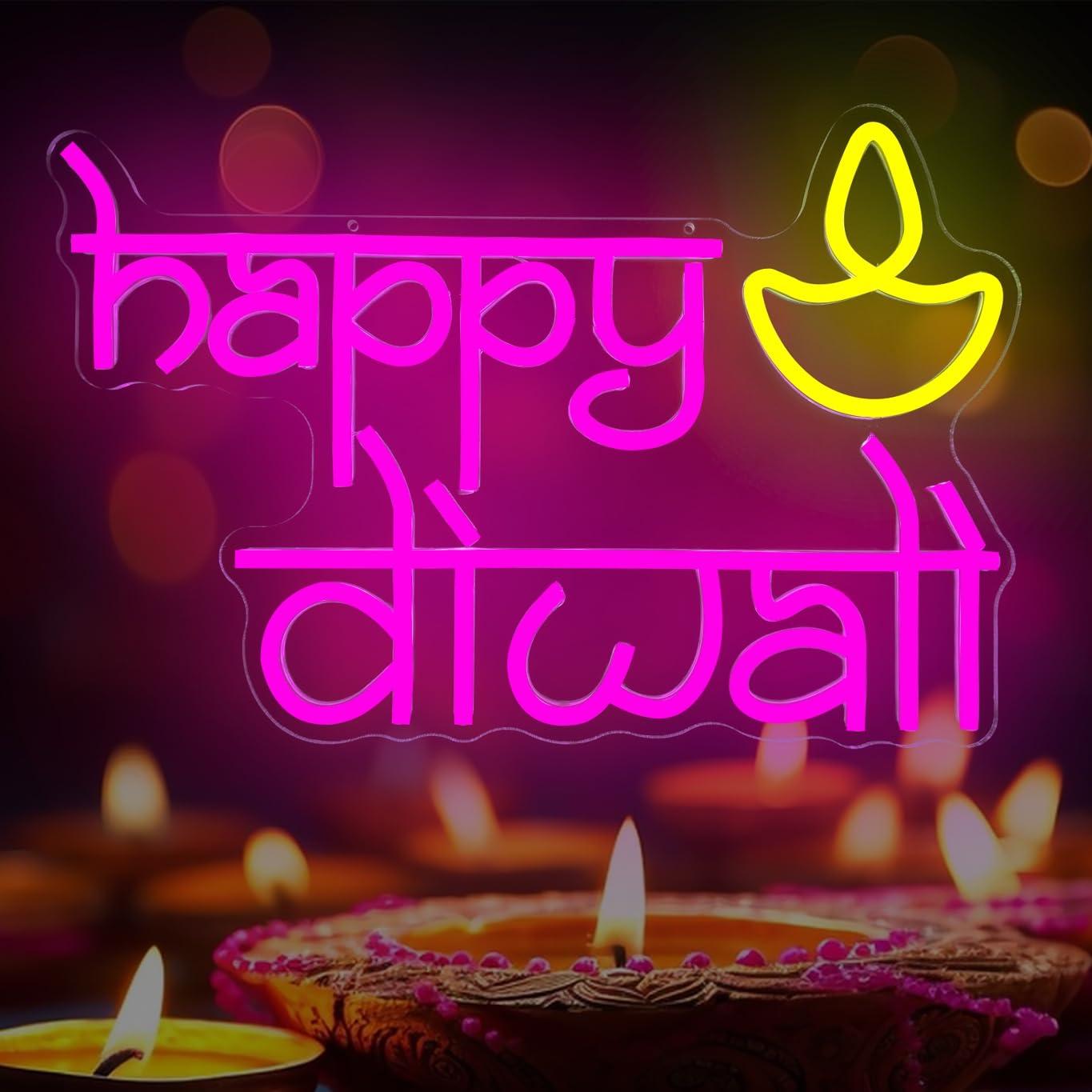 Happy Diwali Neon Sign USB Pow - مراجعة Home Decor Light وسعره