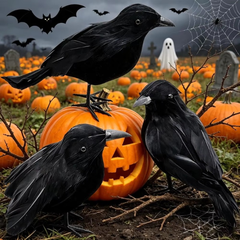 1PC Black Crow Halloween Decor - مراجعة Home Decor Com وسعره
