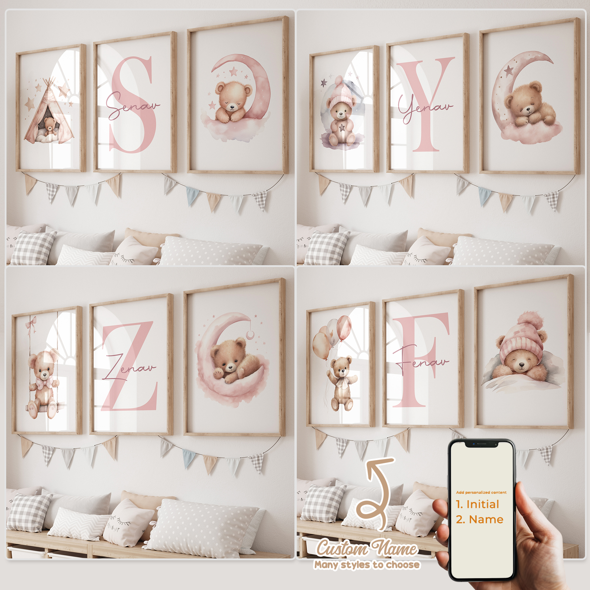 3pcs Personalized Custom Name  - مراجعة Home Decor Foto وسعره
