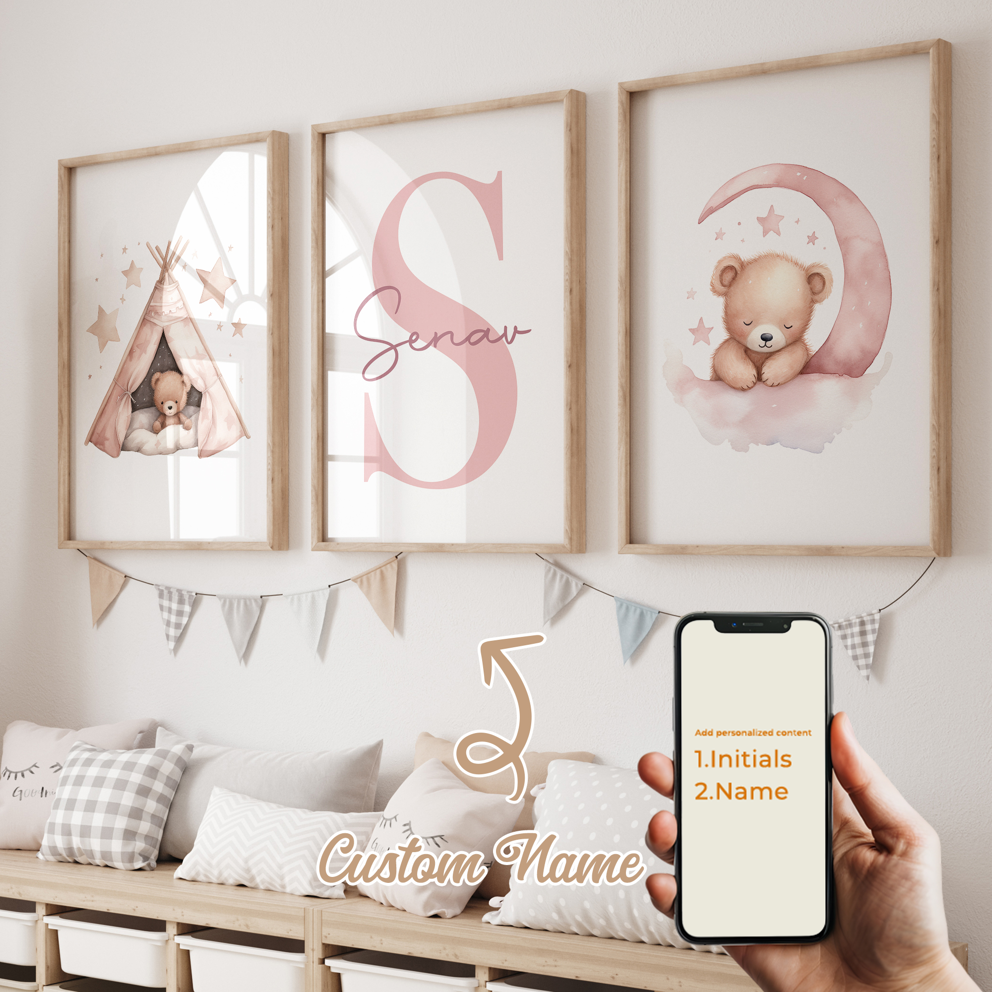 3pcs Personalized Custom Name  - مراجعة Home Decor Foto وسعره
