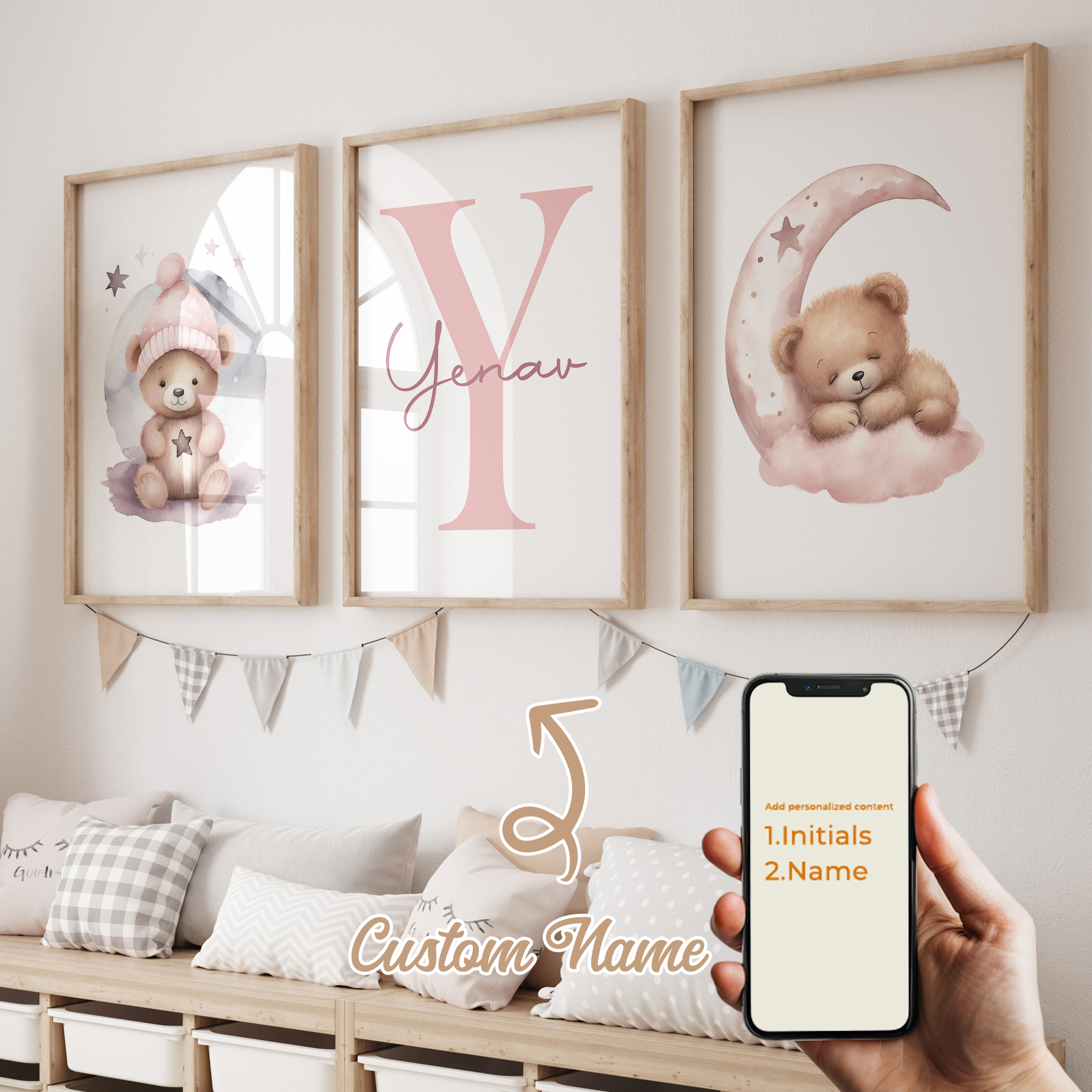 3pcs Personalized Custom Name  - مراجعة Home Decor Foto وسعره