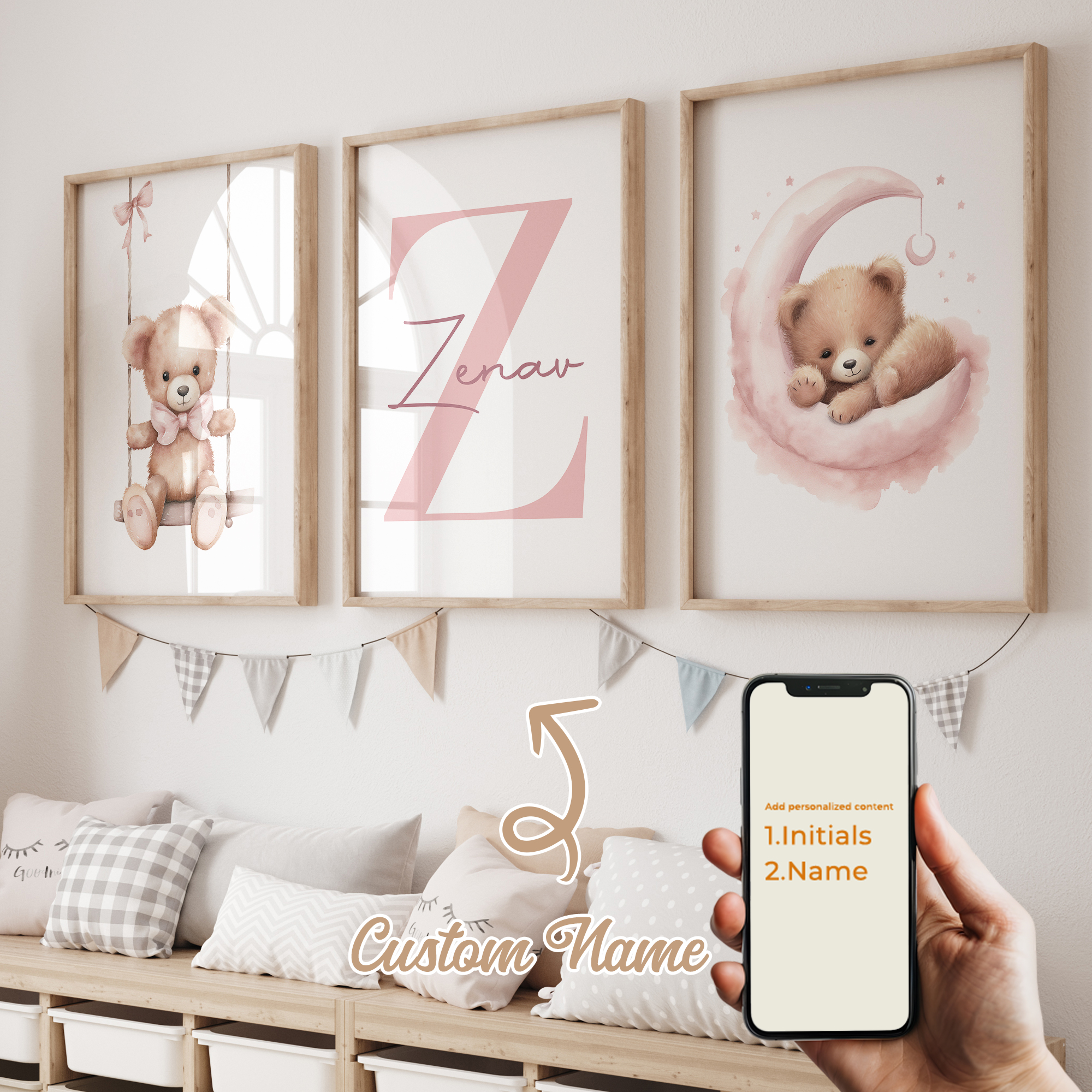 3pcs Personalized Custom Name  - مراجعة Home Decor Foto وسعره