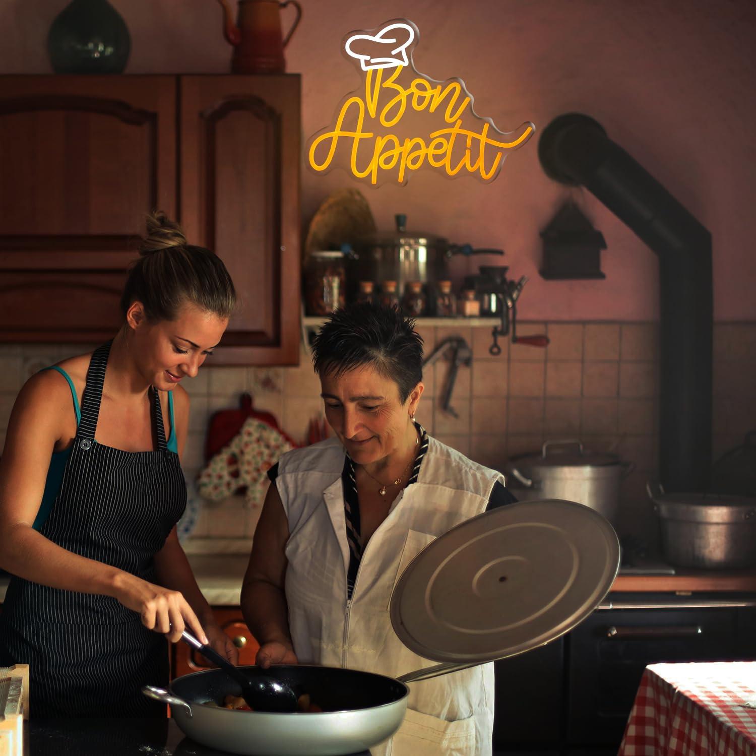 Bon Appetit Chef Hat Neon Sign - مراجعة Home Decor Light وسعره