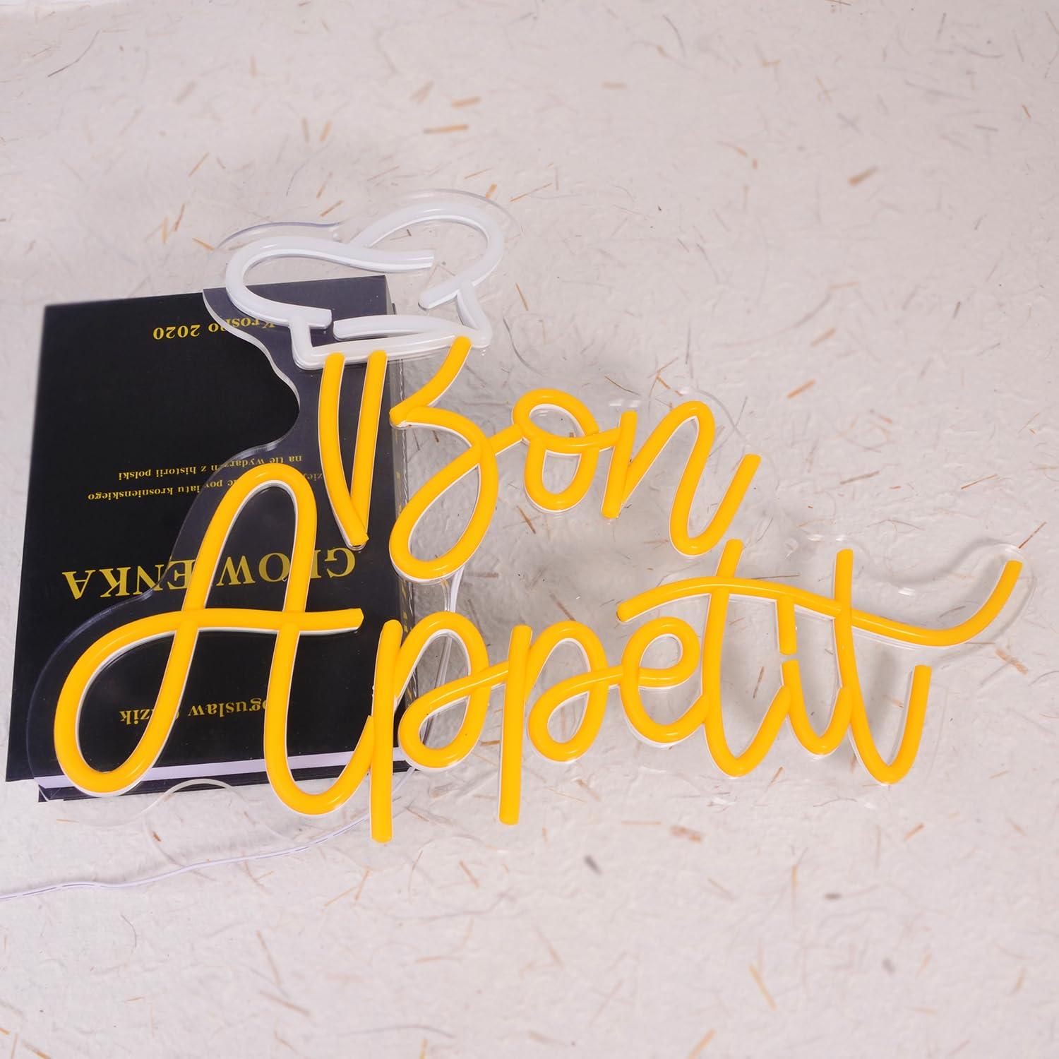 Bon Appetit Chef Hat Neon Sign - مراجعة Home Decor Light وسعره