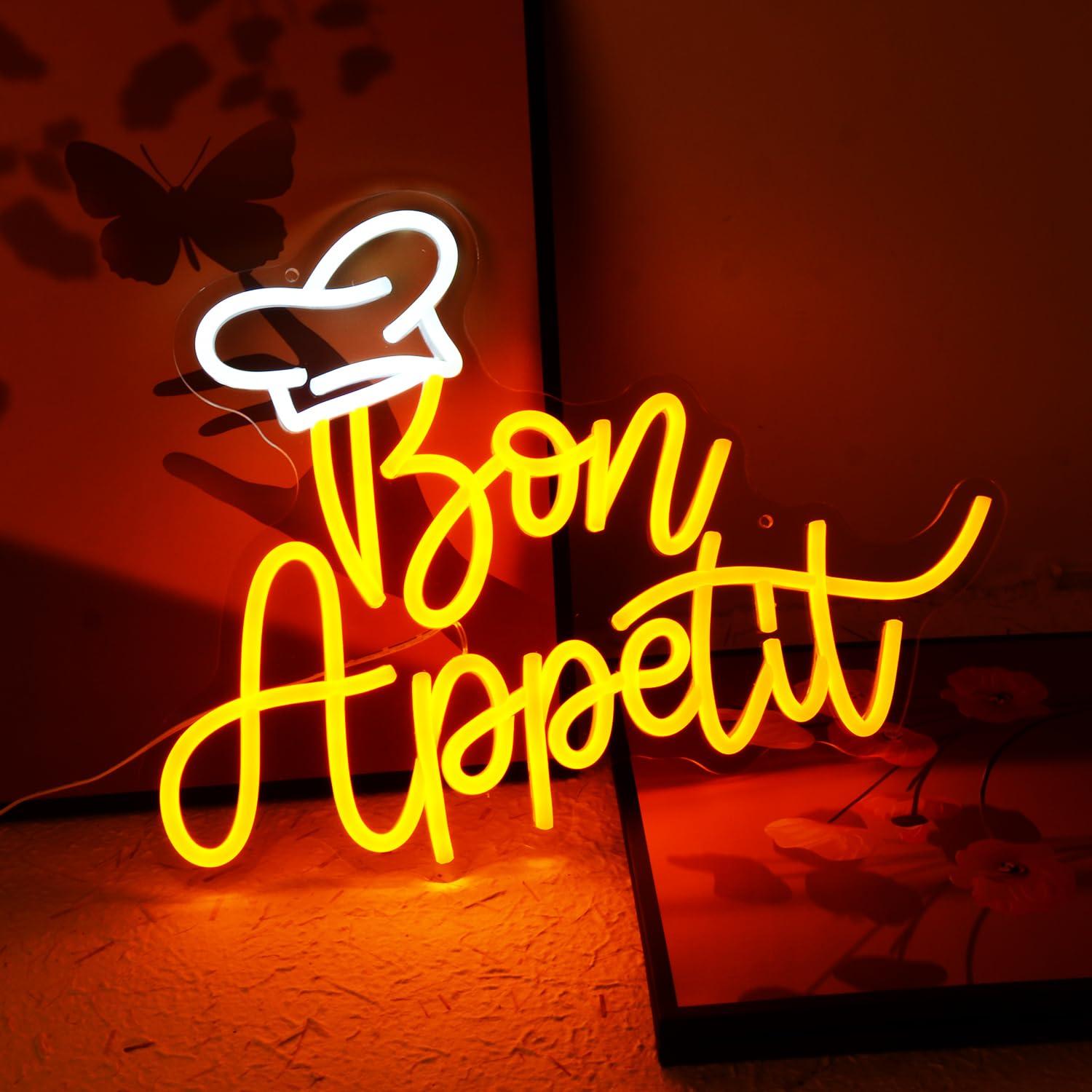 Bon Appetit Chef Hat Neon Sign - مراجعة Home Decor Light وسعره