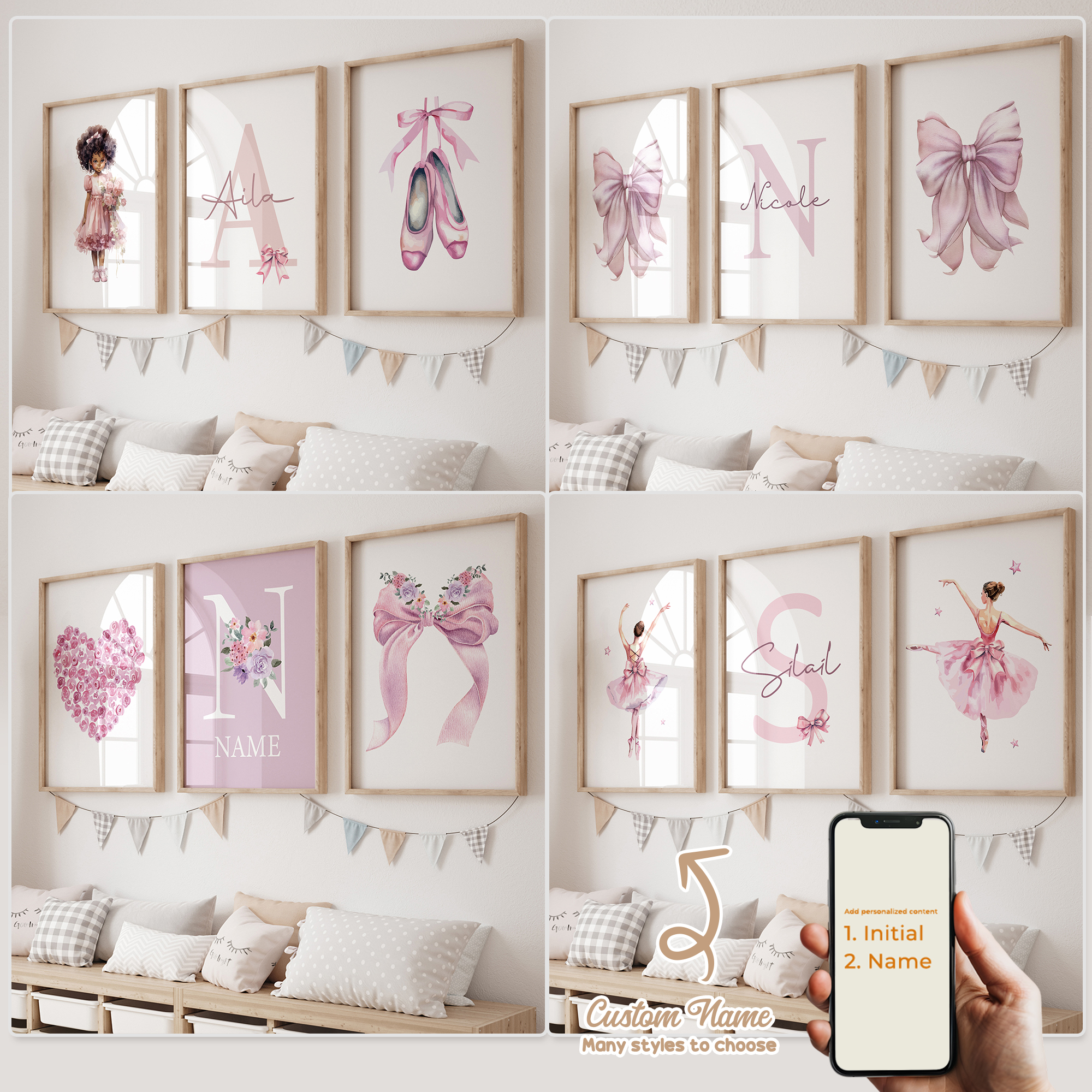 3pcs Personalized Custom Name  - مراجعة Home Decor Foto وسعره