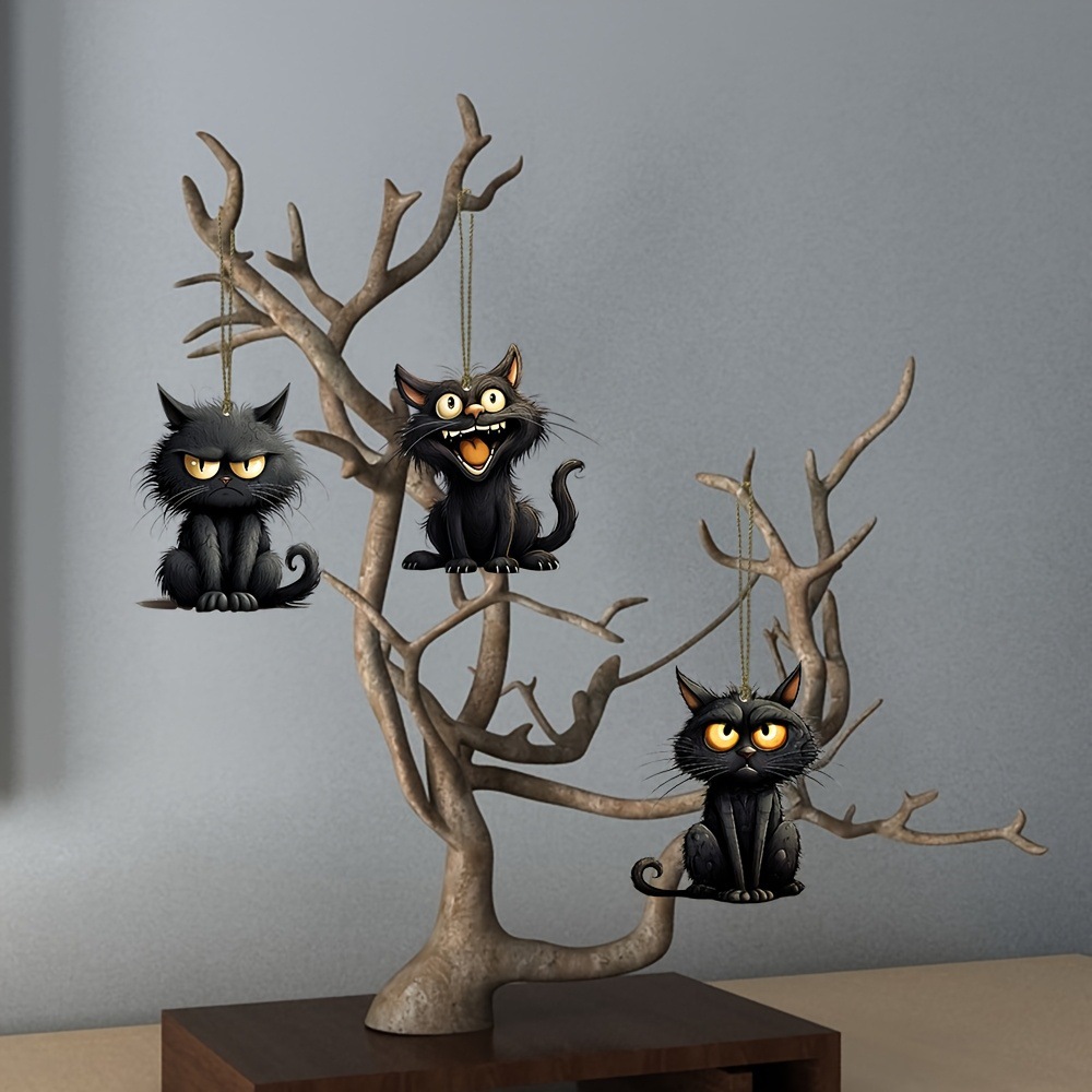 Handmade Black Cat Emoji Woode - مراجعة Home Decor Emoji وسعره