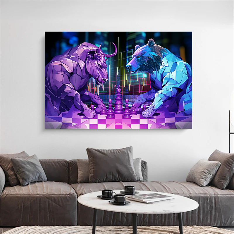 Black White Bull Bear Playing  - مراجعة Home Decor Market وسعره