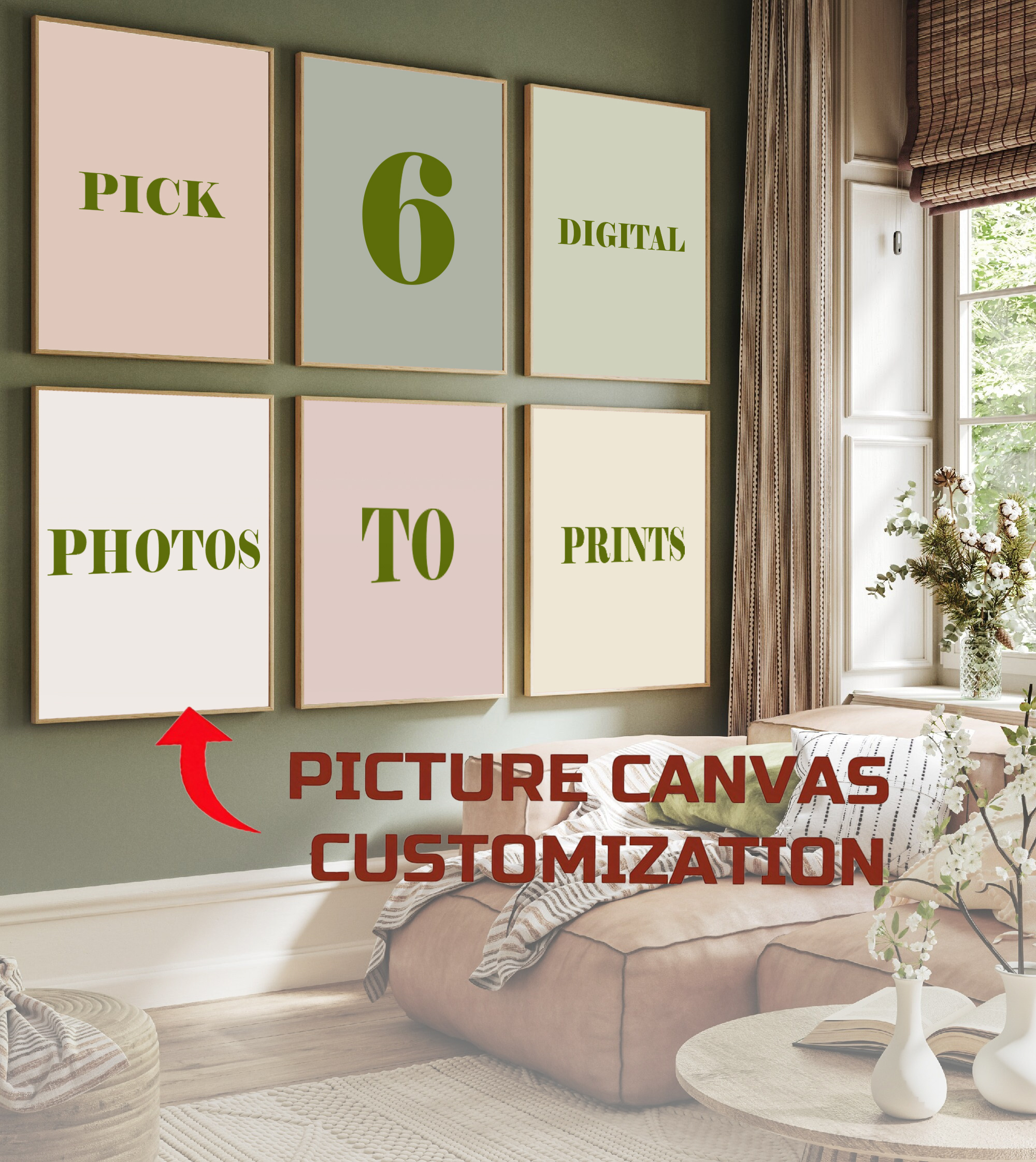 6pcs/set Custom Canvas Printin - مراجعة Home Decor Foto وسعره