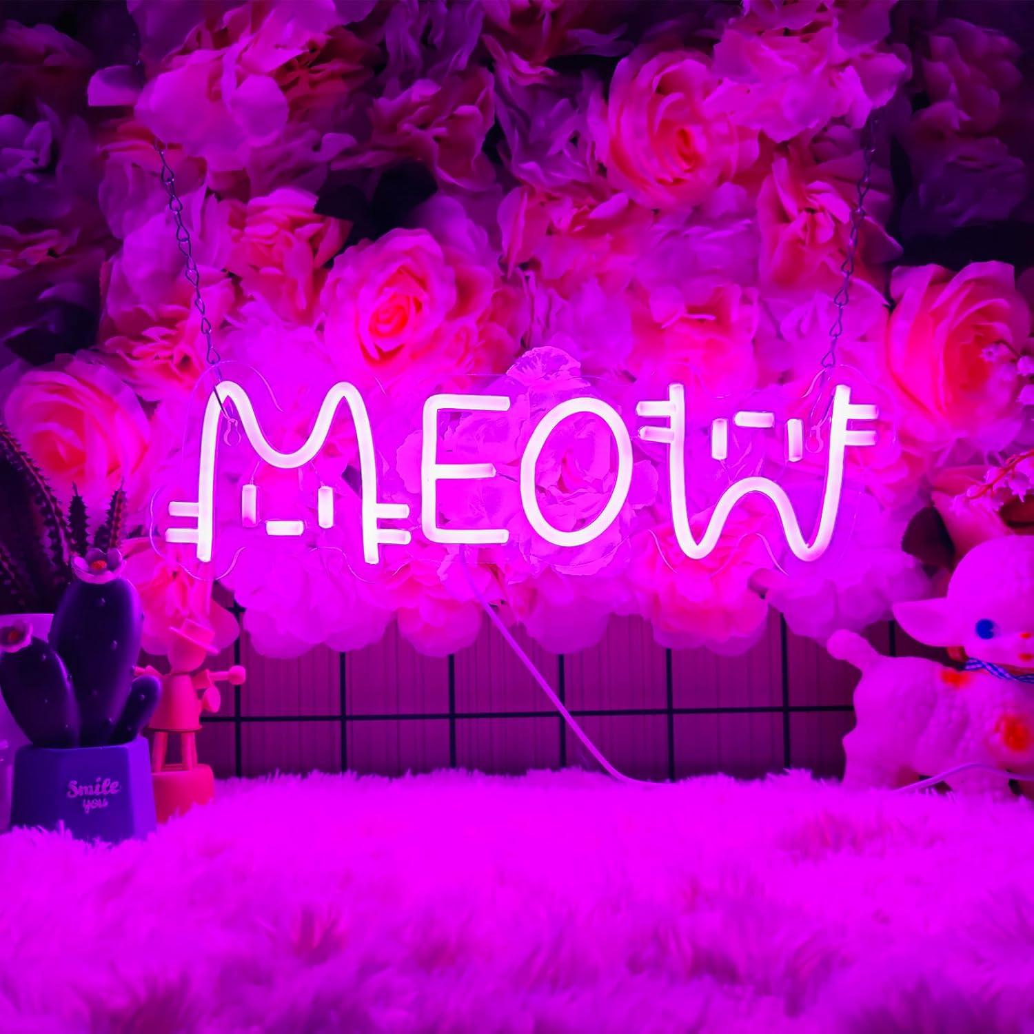 Meow Neon Sign Cat USB Powered - مراجعة Home Decor Light وسعره