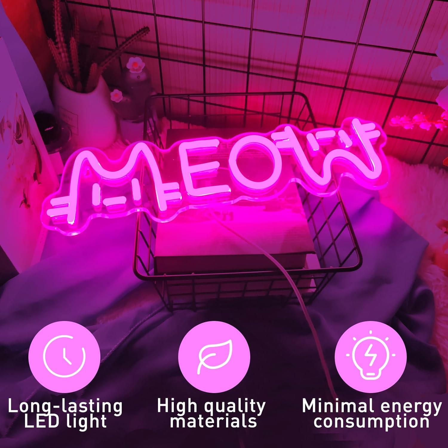 Meow Neon Sign Cat USB Powered - مراجعة Home Decor Light وسعره