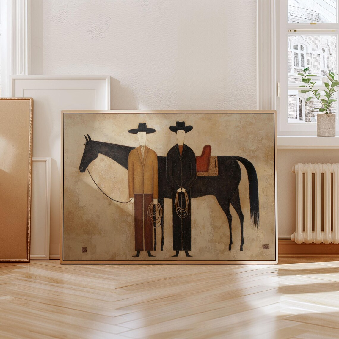 Cowboy Abstract Figurative Hor - مراجعة Abstract Oil Painting وسعره