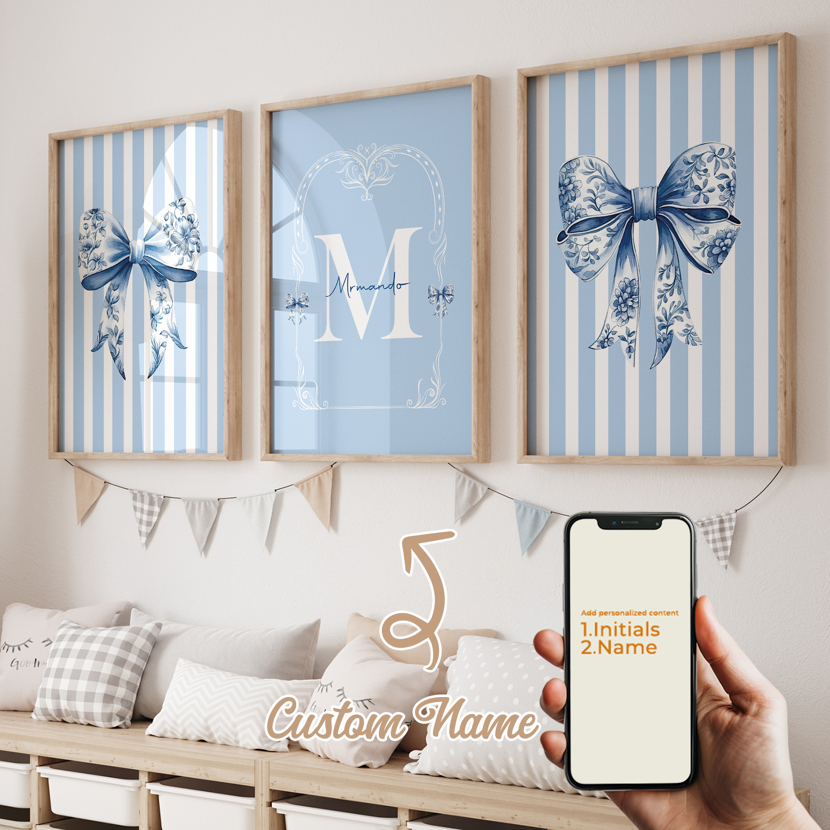 3pcs Personalized Custom Name  - مراجعة Home Decor Foto وسعره