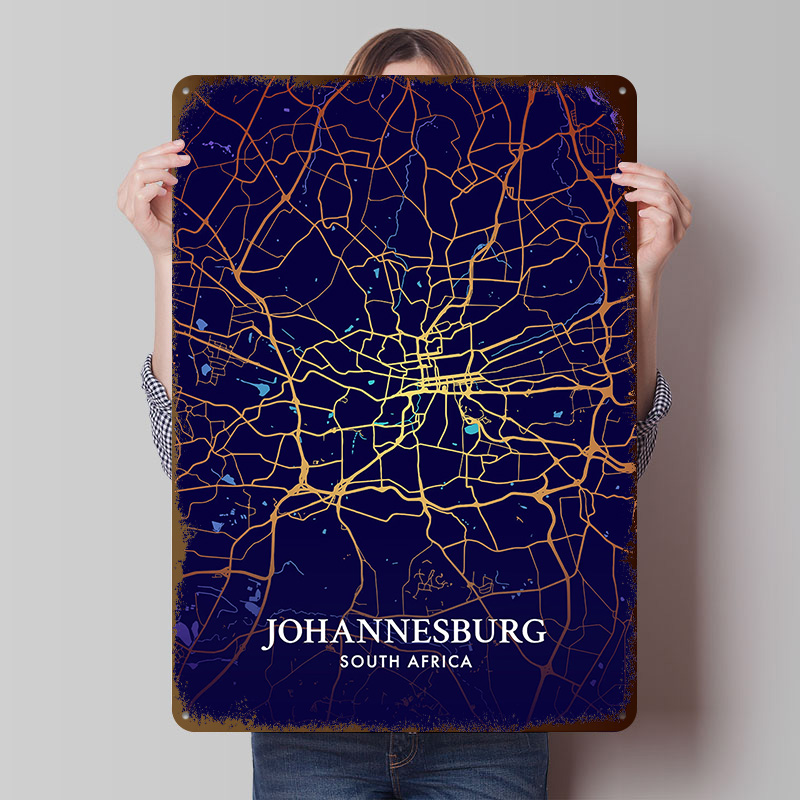 Johannesburg City Map Poster C - مراجعة Home Decor Johannesburg وسعره