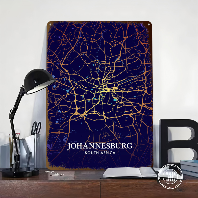 Johannesburg City Map Poster C - مراجعة Home Decor Johannesburg وسعره