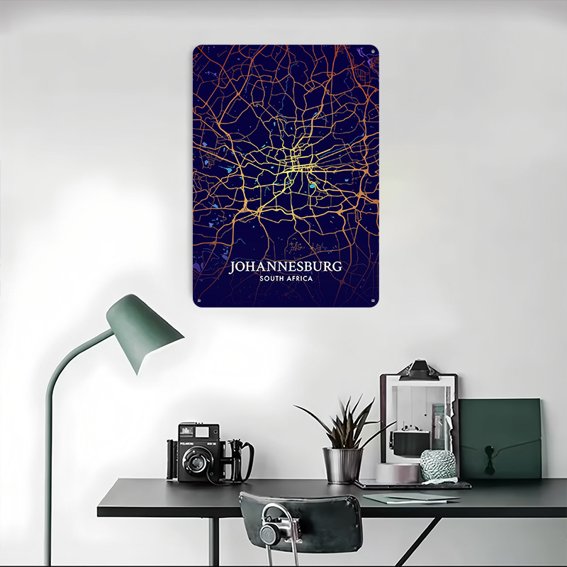 Johannesburg City Map Poster C - مراجعة Home Decor Johannesburg وسعره