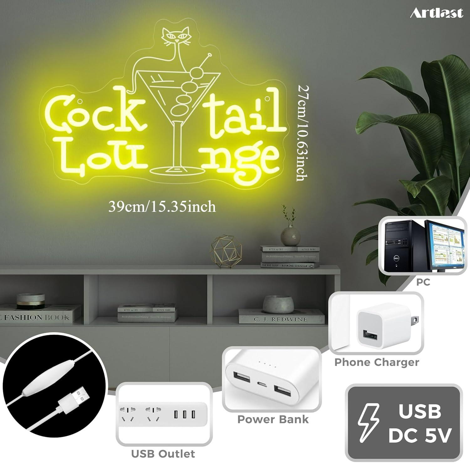 Cocktail Lounge Neon Sign Dimm - مراجعة Home Decor Light وسعره