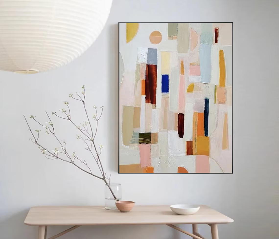 Neutral color abstract paintin - مراجعة Abstract Oil Painting وسعره