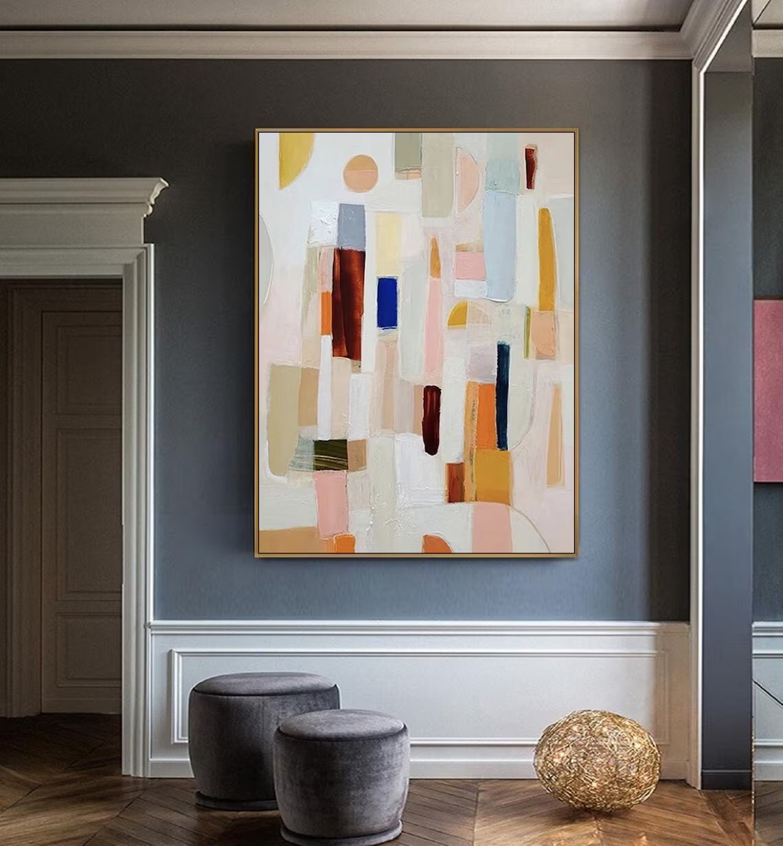 Neutral color abstract paintin - مراجعة Abstract Oil Painting وسعره