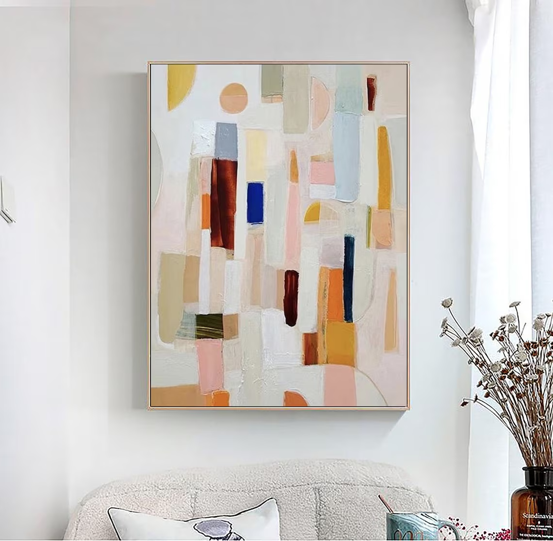 Neutral color abstract paintin - مراجعة Abstract Oil Painting وسعره